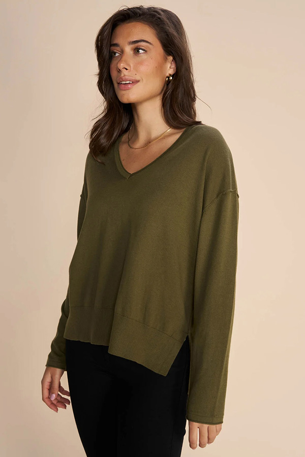Mos Mosh - MMTani V-neck Knit Burnt Olive - 3