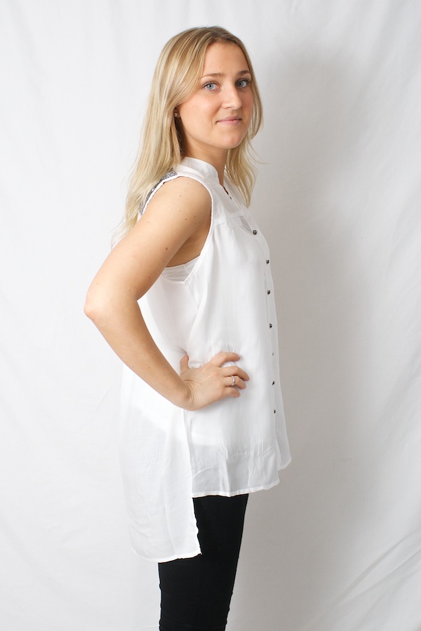 Pulz Jeans - Saida Sleeveless Shirt Optical White  - 3