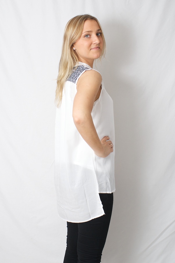 Pulz Jeans - Saida Sleeveless Shirt Optical White  - 2