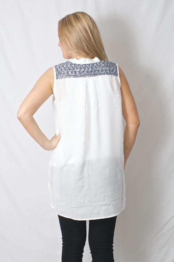 Pulz Jeans - Saida Sleeveless Shirt Optical White  - 4