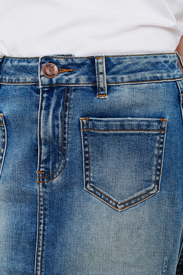 Pulz - Iben Skirt Medium Blue Denim  - 3
