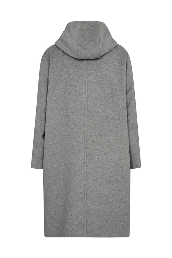 Mos Mosh - MMKenya Hoodie Wool Coat Grey Melange - 3