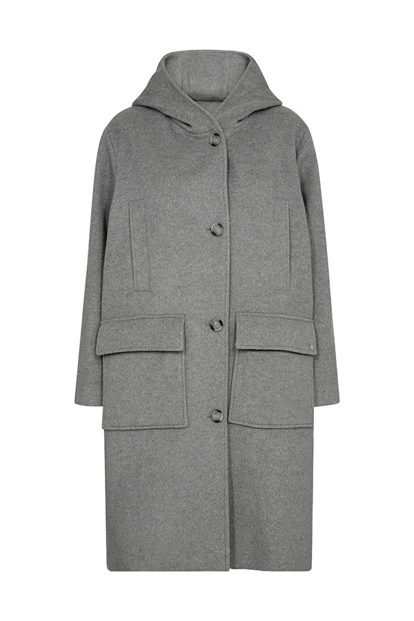 Mos Mosh - MMKenya Hoodie Wool Coat Grey Melange - 2