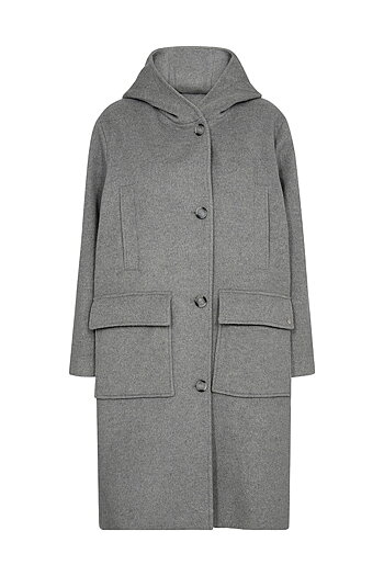 Mos Mosh - MMKenya Hoodie Wool Coat Grey Melange