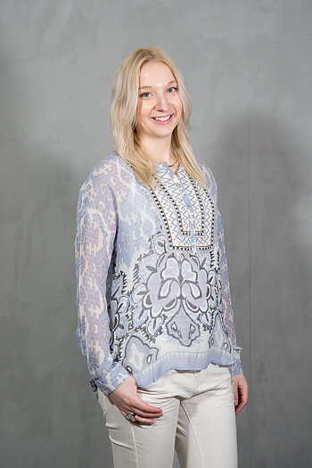 Monrow - Allison Blouse Offwhite / Blue