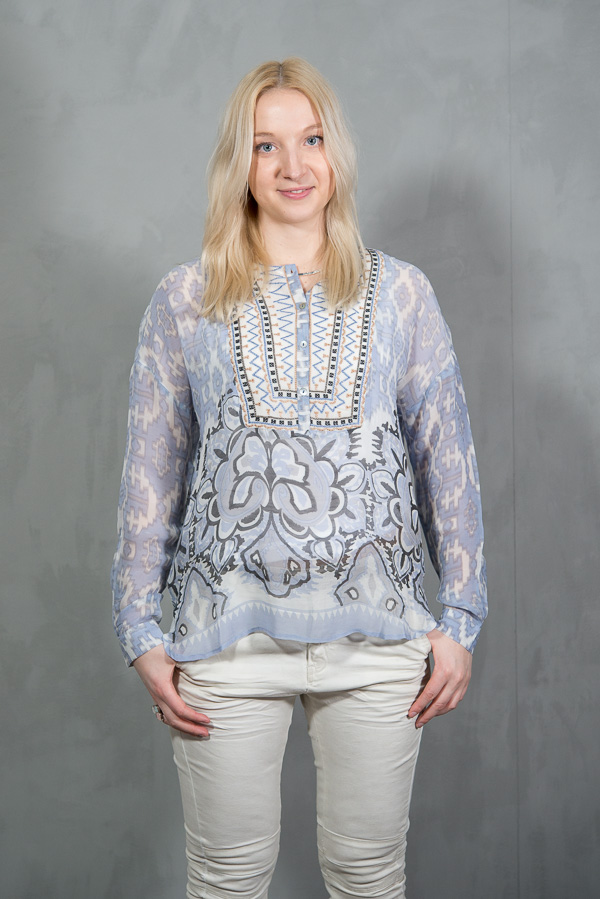 Monrow - Allison Blouse Offwhite / Blue - 3