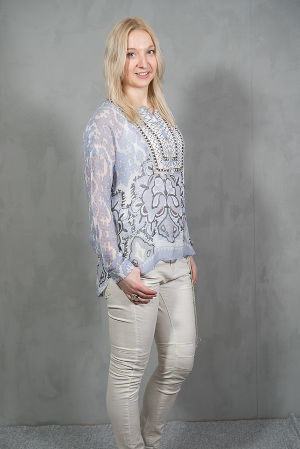 Monrow - Allison Blouse Offwhite / Blue - 2