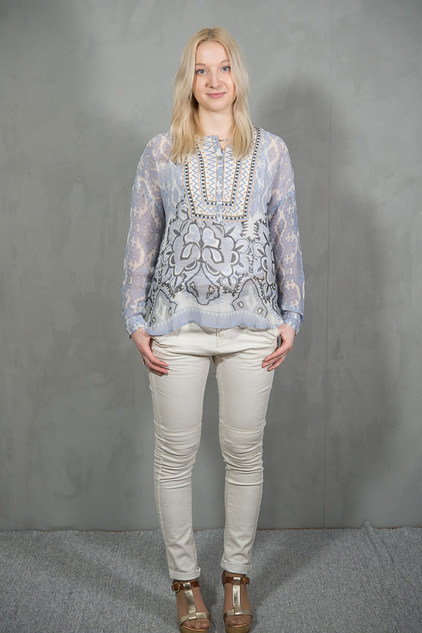 Monrow - Allison Blouse Offwhite / Blue - 4