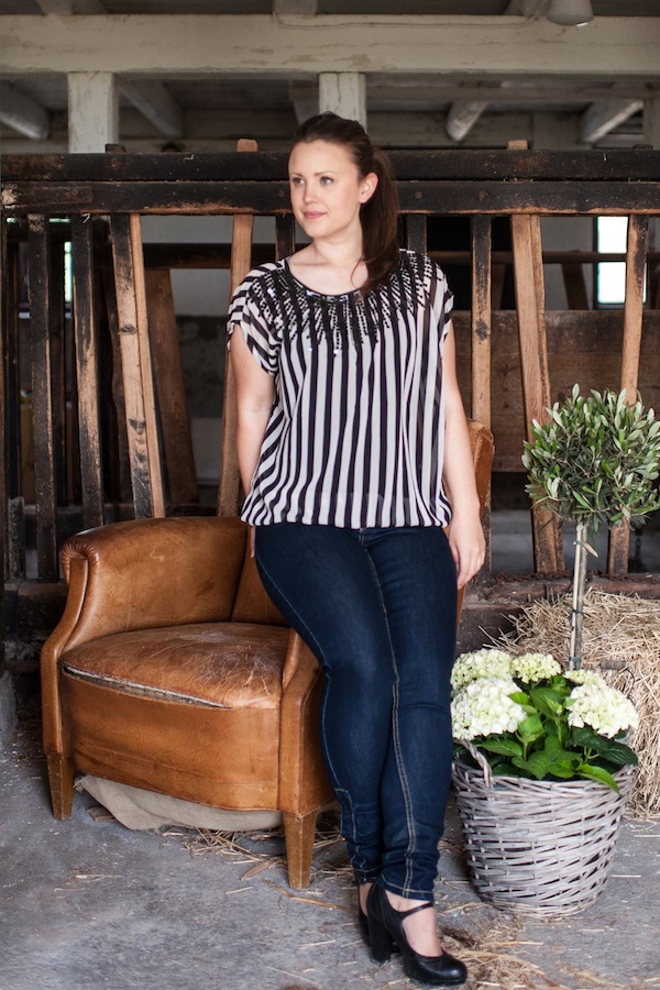 Pulz Jeans - Sisa Wing Blouse Midnight Cream/Black 