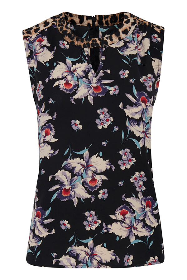 Pulz - Leaf Sleeveless Top Black - 5