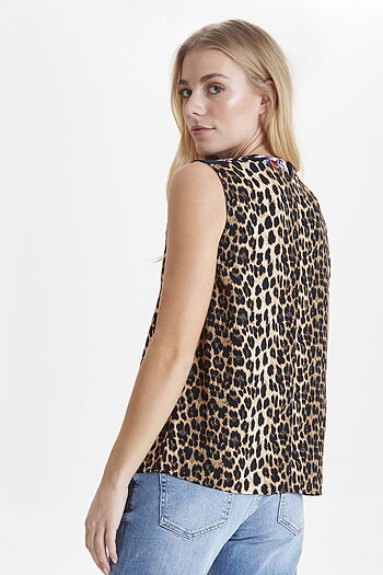 Pulz - Leaf Sleeveless Top Beach Sand