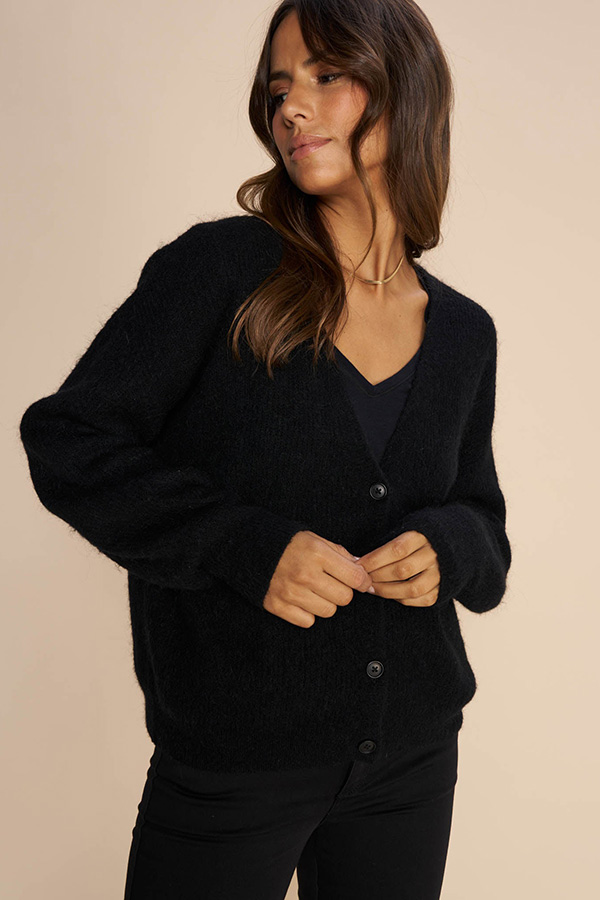 Mos Mosh - MMThora V-neck Knit  Cardigan  Black - 3