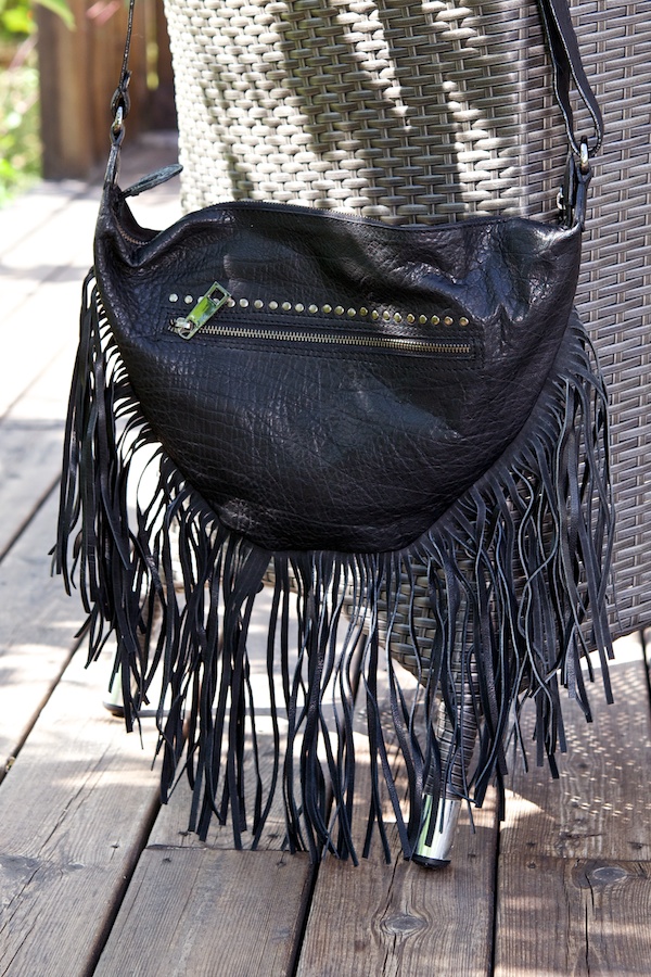 Frontrow - Fringe Body Bag Buff Napa Suede Black - 4