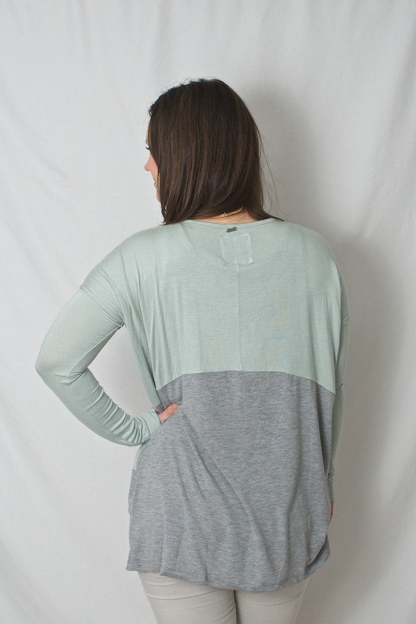 Pulz Jeans - Mika Oversize Top Spring Grey/Green Aqua  - 3