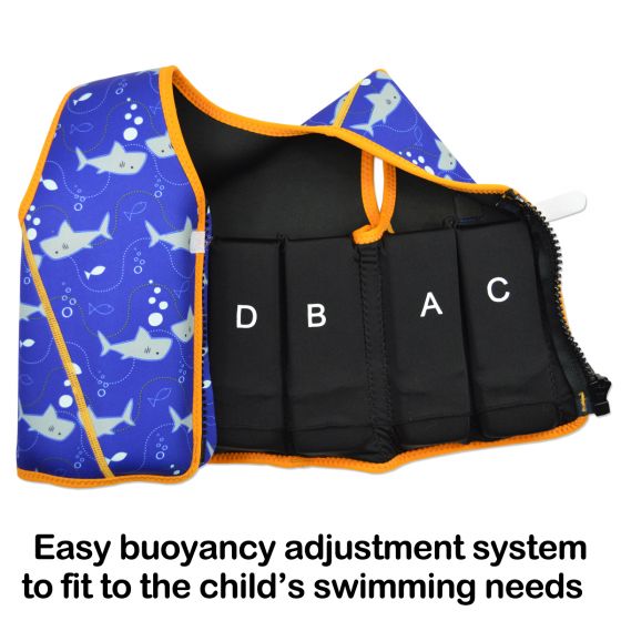 Splash About Flytande Simväst Go Splash Starter Float Jacket Shark Blue Orange - 2