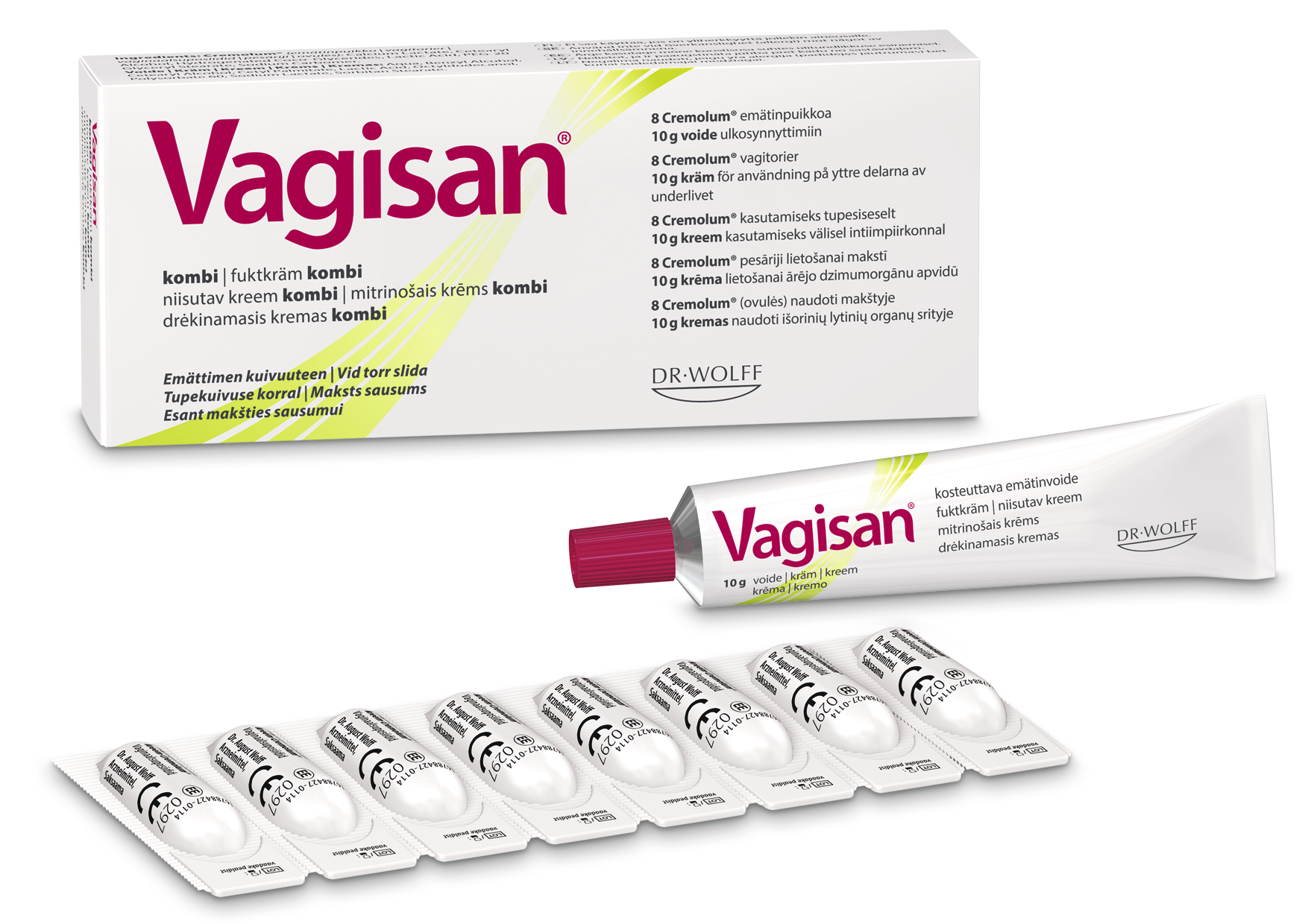 Vagisan Fuktkräm Kombi - 8 vagitorium 10 g kräm