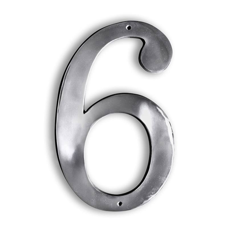 Fasadsiffra i blank aluminium - 6