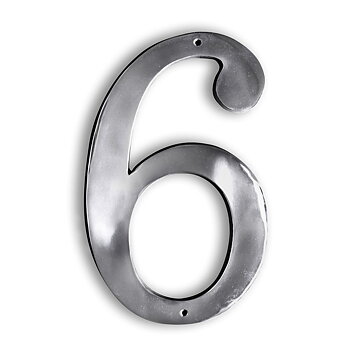 Fasadsiffra i blank aluminium - 6