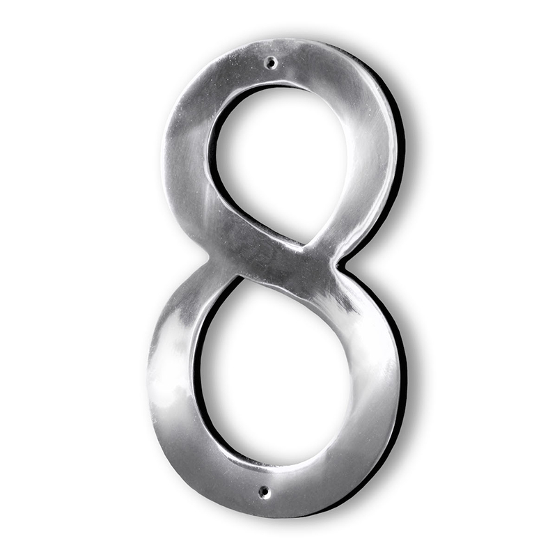 Fasadsiffra i blank aluminium - 8