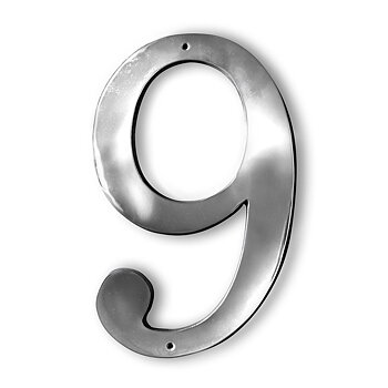 Fasadsiffra i blank aluminium - 9