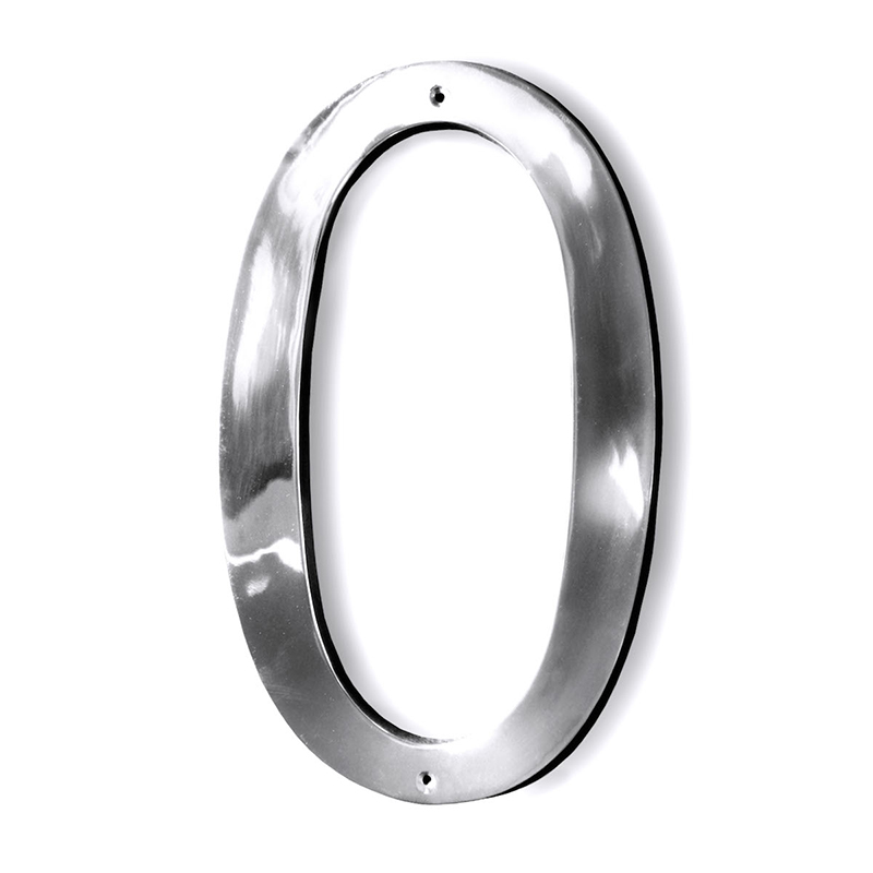 Fasadsiffra i blank aluminium - 0