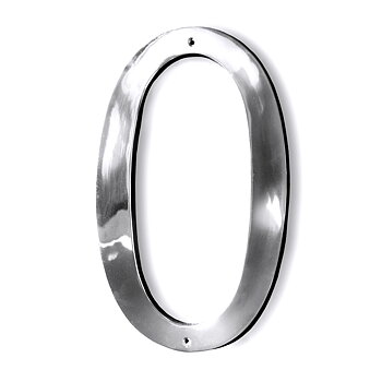 Fasadsiffra i blank aluminium - 0