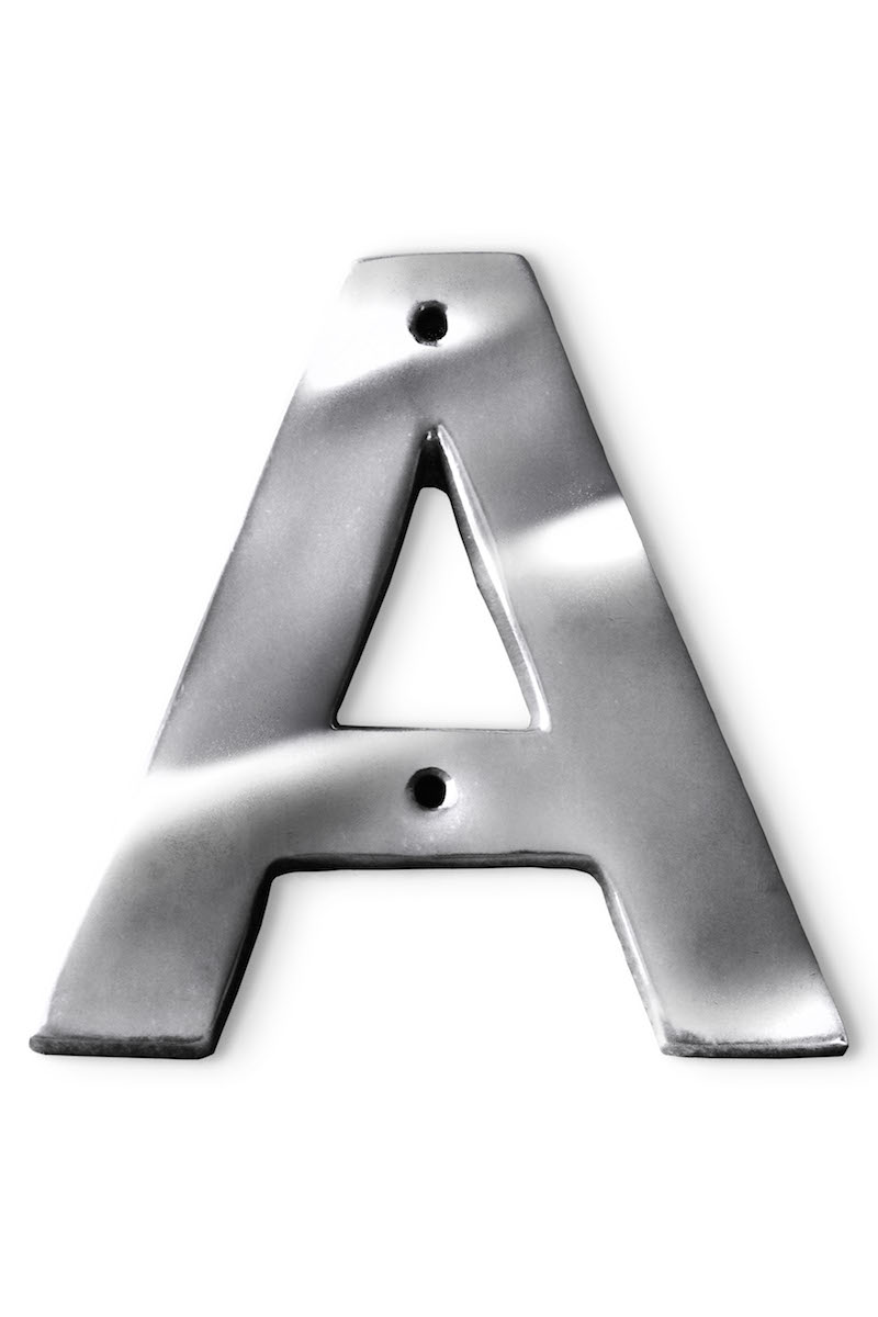 Fasadbokstav i blank aluminium - 13 cm - A