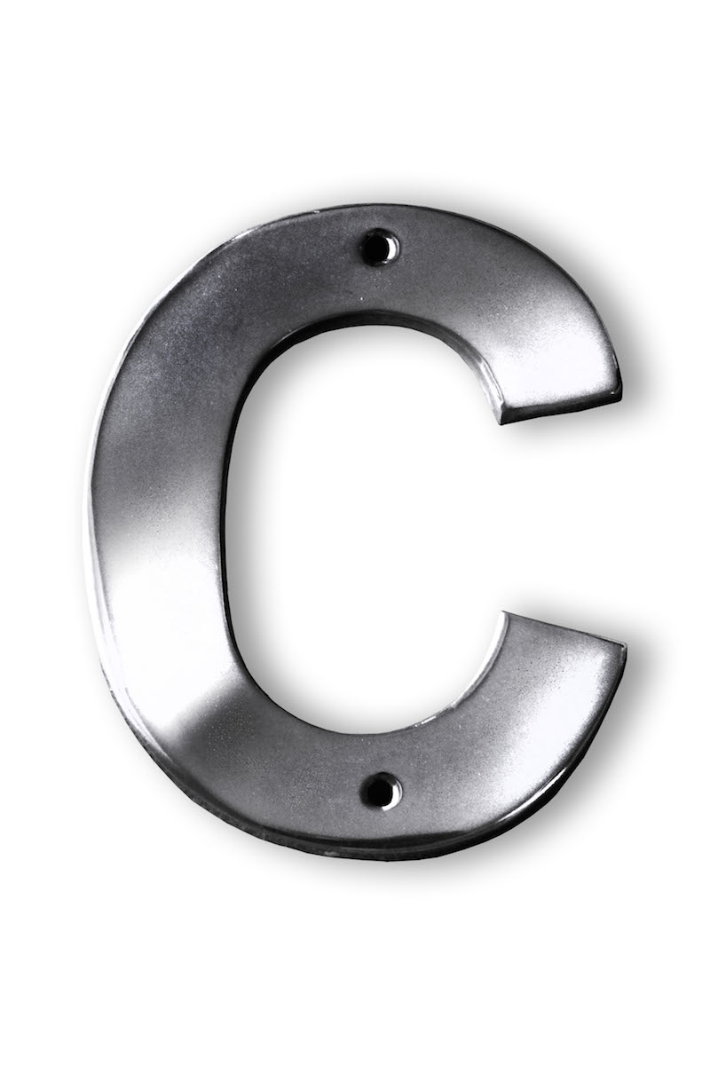 Fasadbokstav i blank aluminium - 13 cm - C