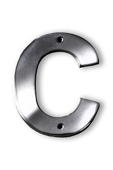 Fasadbokstav i blank aluminium - 13 cm - C