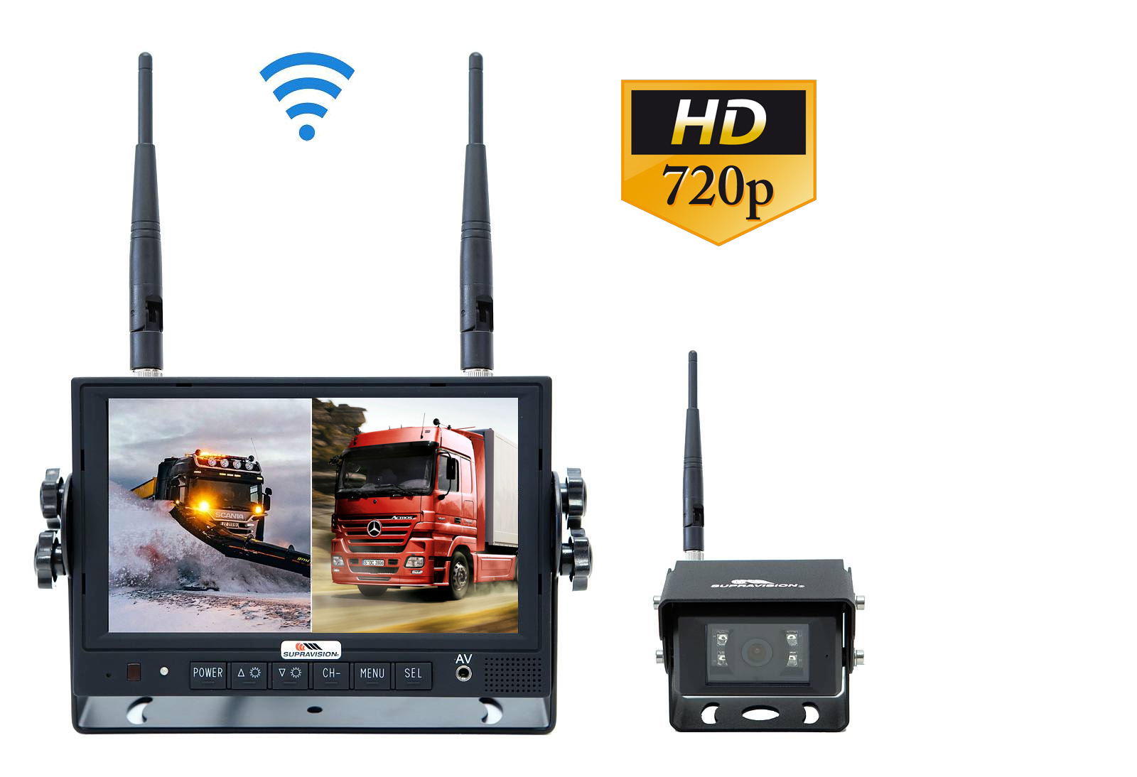 Kampanj! - Trådlös Backkamera i HD för yrkesförare med lastbil, släp, hjullastare etc  - Supravision Raptor  - 7 till 9 tums monitor och upp till 4 trådlösa kameror - 2