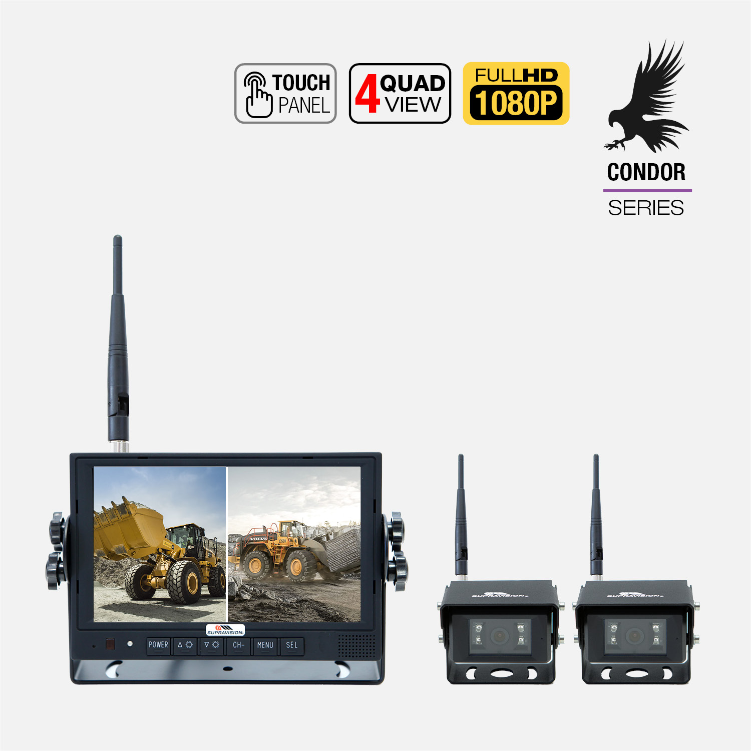 CONDOR X72Q - 7 Tum Full HD Trådlös Backkamera-Paket - 2 wifi kameror | Supravision CONDOR Series