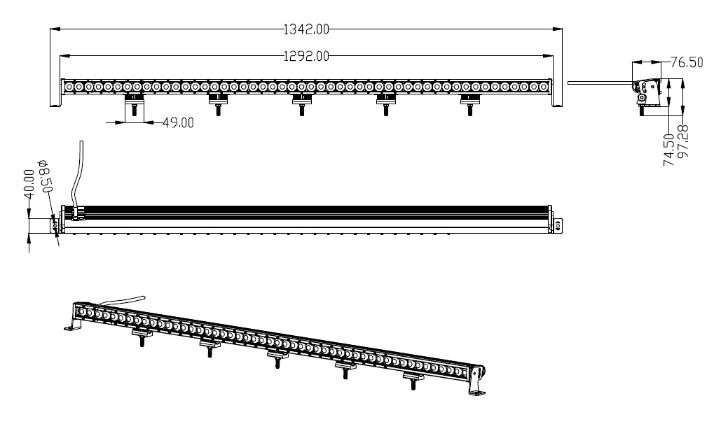 PRISMALED LED PRO 250 watt LED Ljusramp Extraljus Arbetsljus - 8