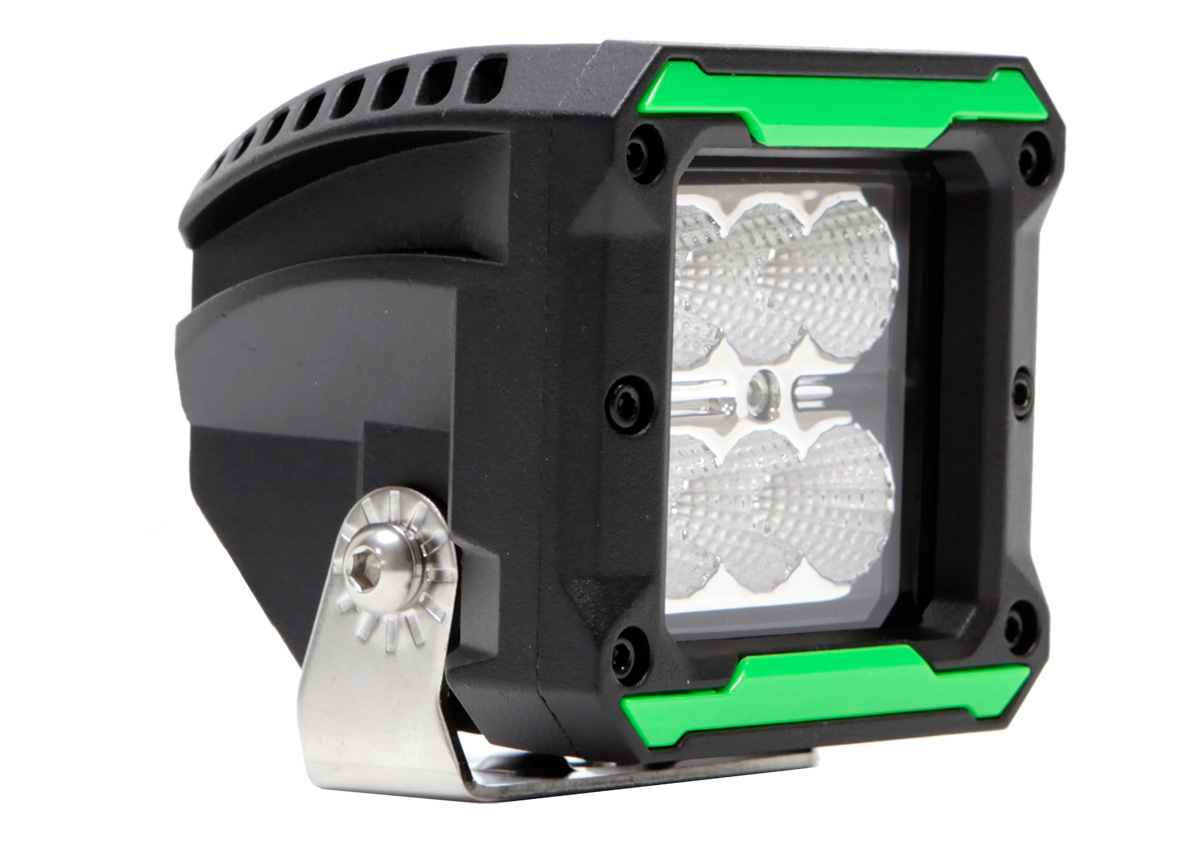 KAMELEONT 15 / 45 grader - LED arbetsbelysning Röd, Gul, Blå, Grön, Svart Ram - 12-24V med utbytbara kransfärger - 7