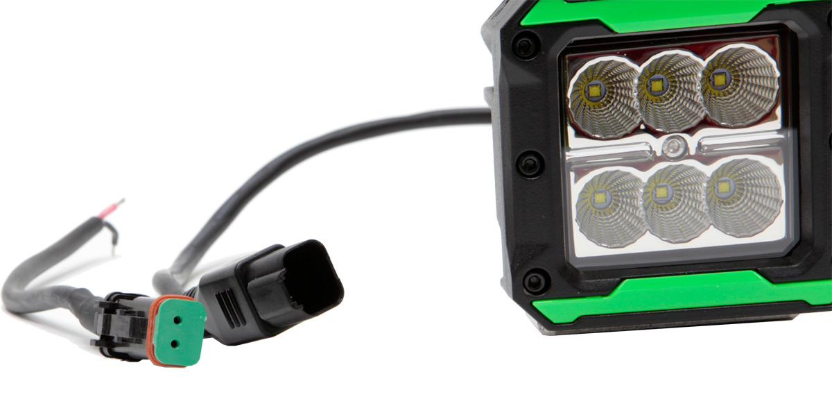 KAMELEONT 15 / 45 grader - LED arbetsbelysning Röd, Gul, Blå, Grön, Svart Ram - 12-24V med utbytbara kransfärger - 10