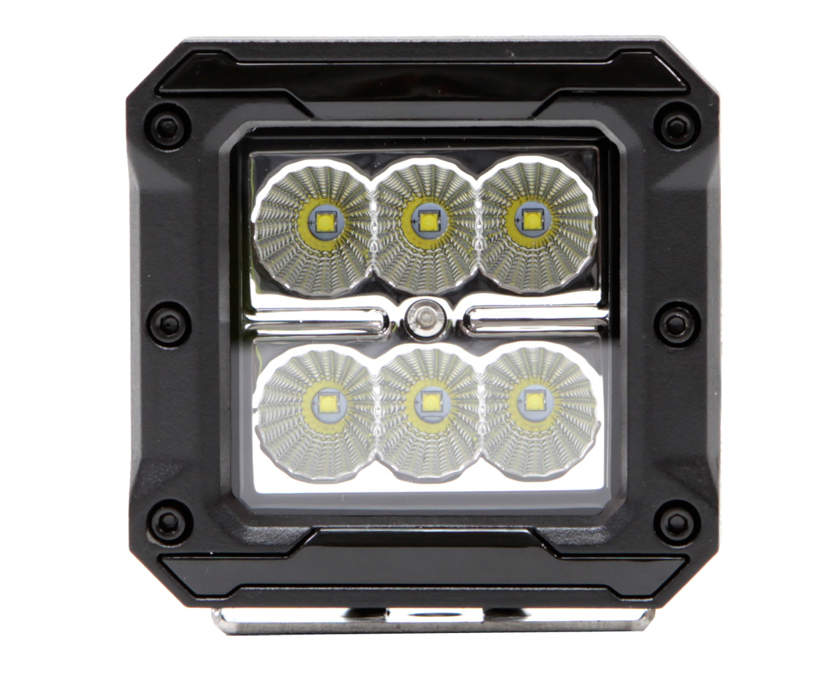 KAMELEONT 15 / 45 grader - LED arbetsbelysning Röd, Gul, Blå, Grön, Svart Ram - 12-24V med utbytbara kransfärger - 2