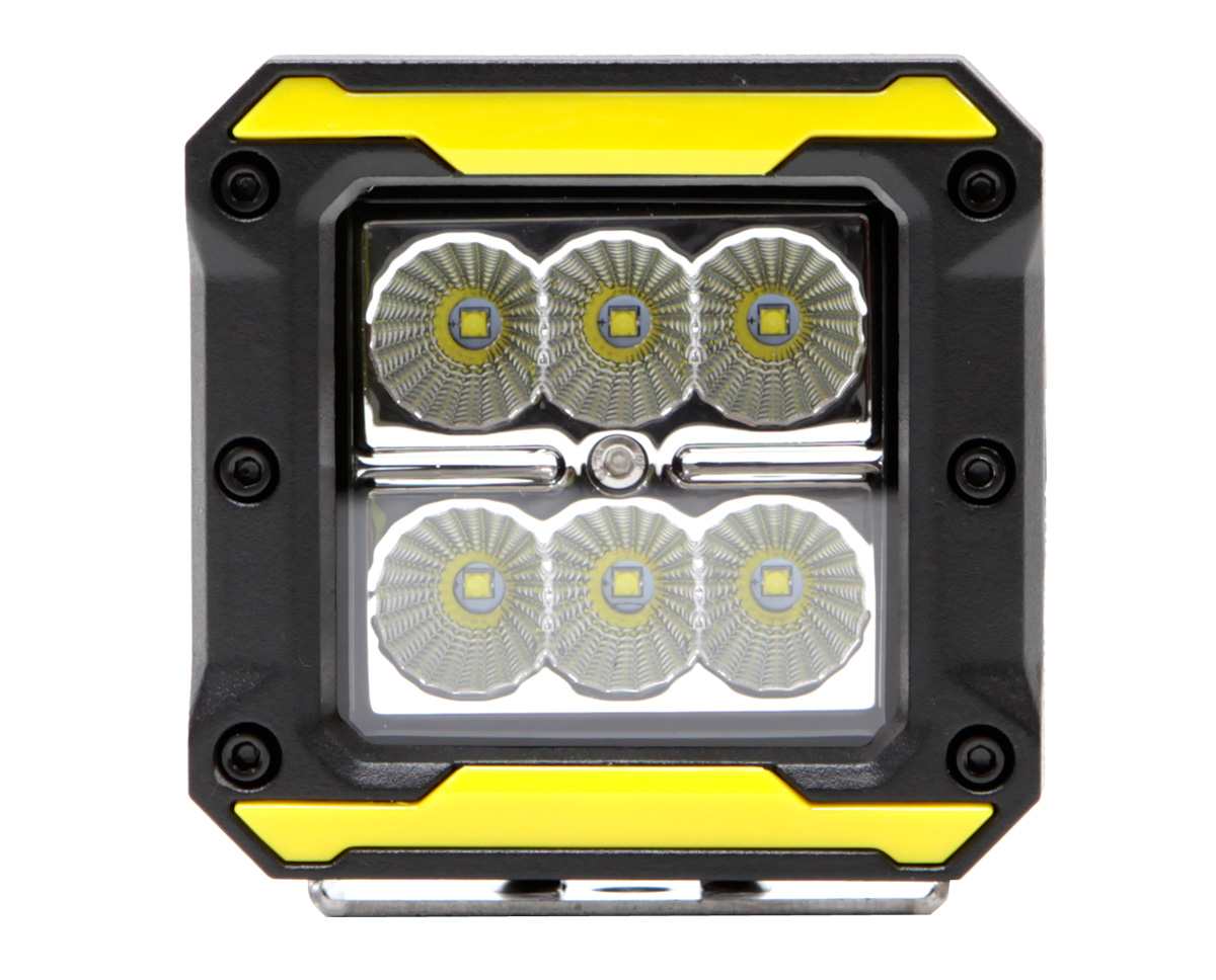KAMELEONT 15 / 45 grader - LED arbetsbelysning Röd, Gul, Blå, Grön, Svart Ram - 12-24V med utbytbara kransfärger - 6