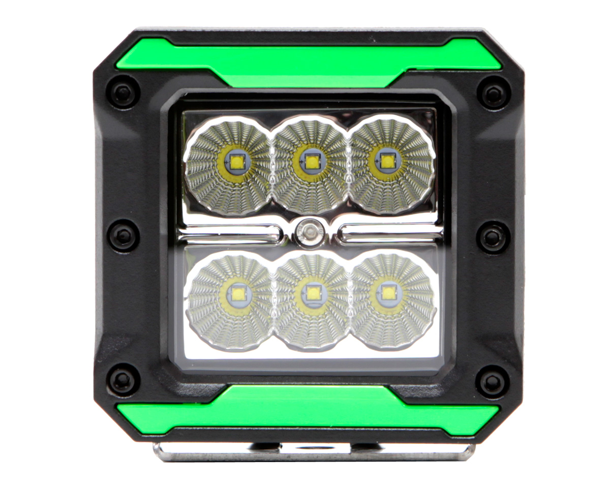 KAMELEONT 15 / 45 grader - LED arbetsbelysning Röd, Gul, Blå, Grön, Svart Ram - 12-24V med utbytbara kransfärger - 4