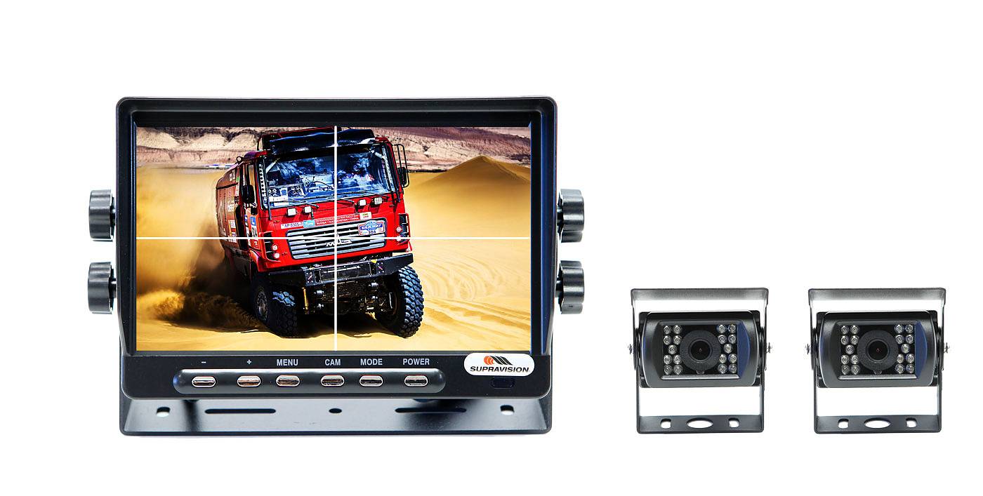 BACKKAMERA-Paket QUADRO 7 - 7 tums monitor med 1-4 kameror, Multiview, 5-15 meter kabel
