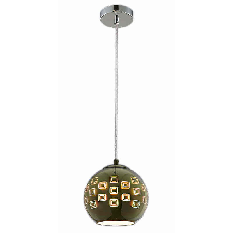 3D Taklampa - Krom Fyrkanter - E27 - Ø200xH175mm