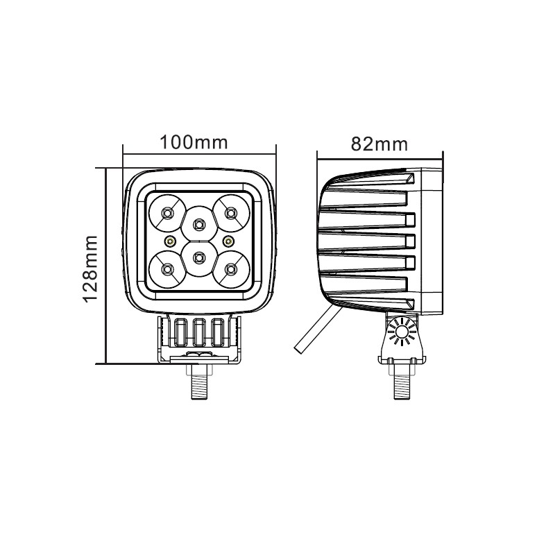 30W LED Arbetsbelysning - Thoor 30X / 90° Bred Ljusbild - 2