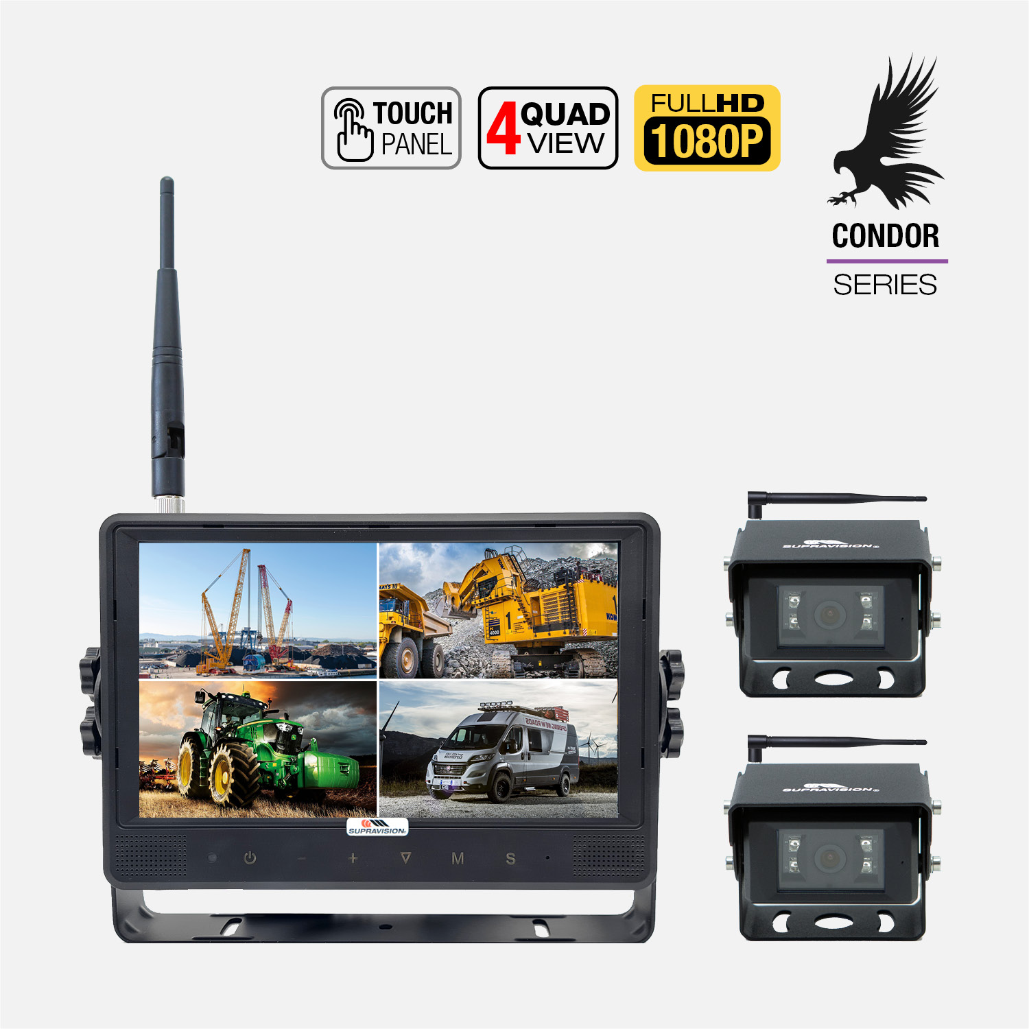 CONDOR X91Q - 9 Tum Full HD Trådlös Backkamera-Paket med Touch-skärm, 1 kamera | Supravision - 2