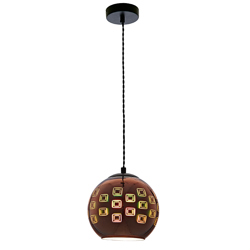 3D Taklampa - Koppar Fyrkanter - E27 - Ø200xH175mm