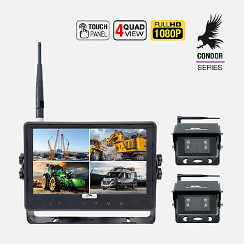 CONDOR X92Q - 9 Tum Full HD Trådlös Backkamera-Paket med Touch-skärm, 2 kameror | Supravision