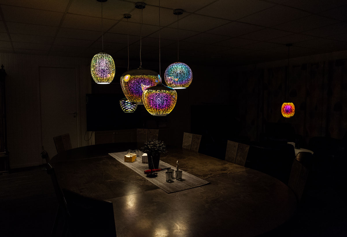 3D Taklampa - Krom Fyrverkeri - E27 - Ø200xH175mm - 3