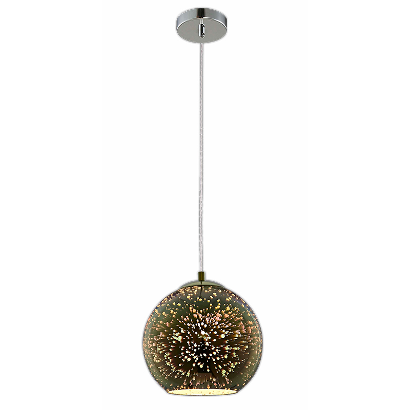 3D Taklampa - Krom Fyrverkeri - E27 - Ø200xH175mm