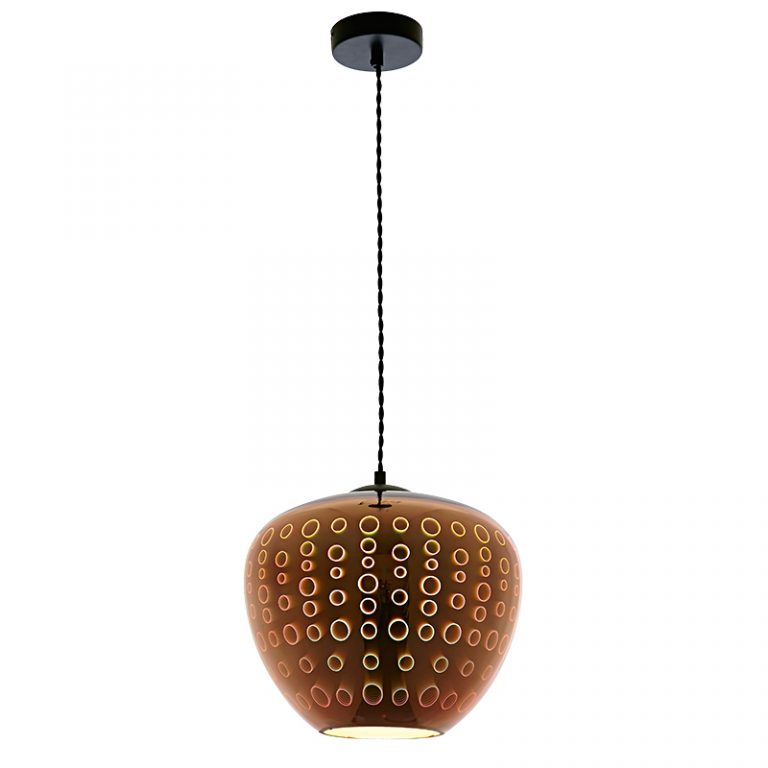 3D Taklampa - Koppar Cirklar - E27 - Ø290xH250mm