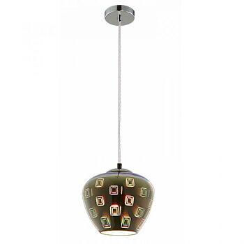 3D Taklampa - Krom Fyrkanter - E27 - Ø200xH165mm