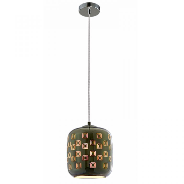 3D Taklampa - Krom Fyrkanter - E27 - Ø200xH213mm