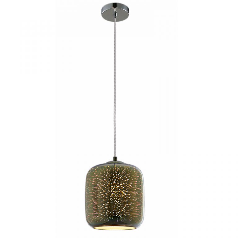 3D Taklampa - Krom Fyrverkeri - E27 - Ø200xH213mm