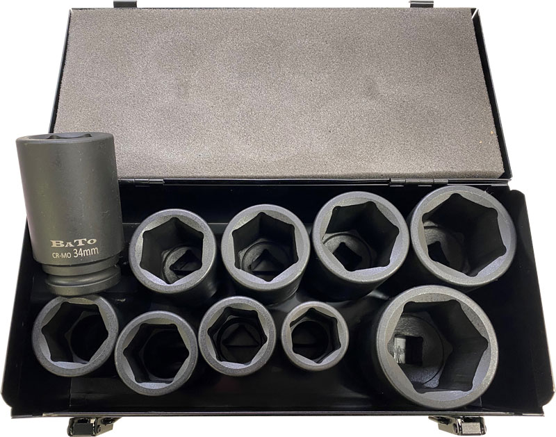 BATO Krafthylsor sats 3/4" 27-50mm lång. 10 delar